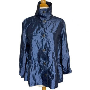 Lark Lane 12 trendy metallic‎ blue lightweight jacket